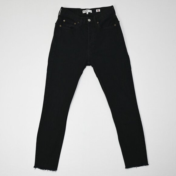 RE/DONE Original High-rise Ankle Jean Black Button Fly Raw Hem - Picture 2 of 5
